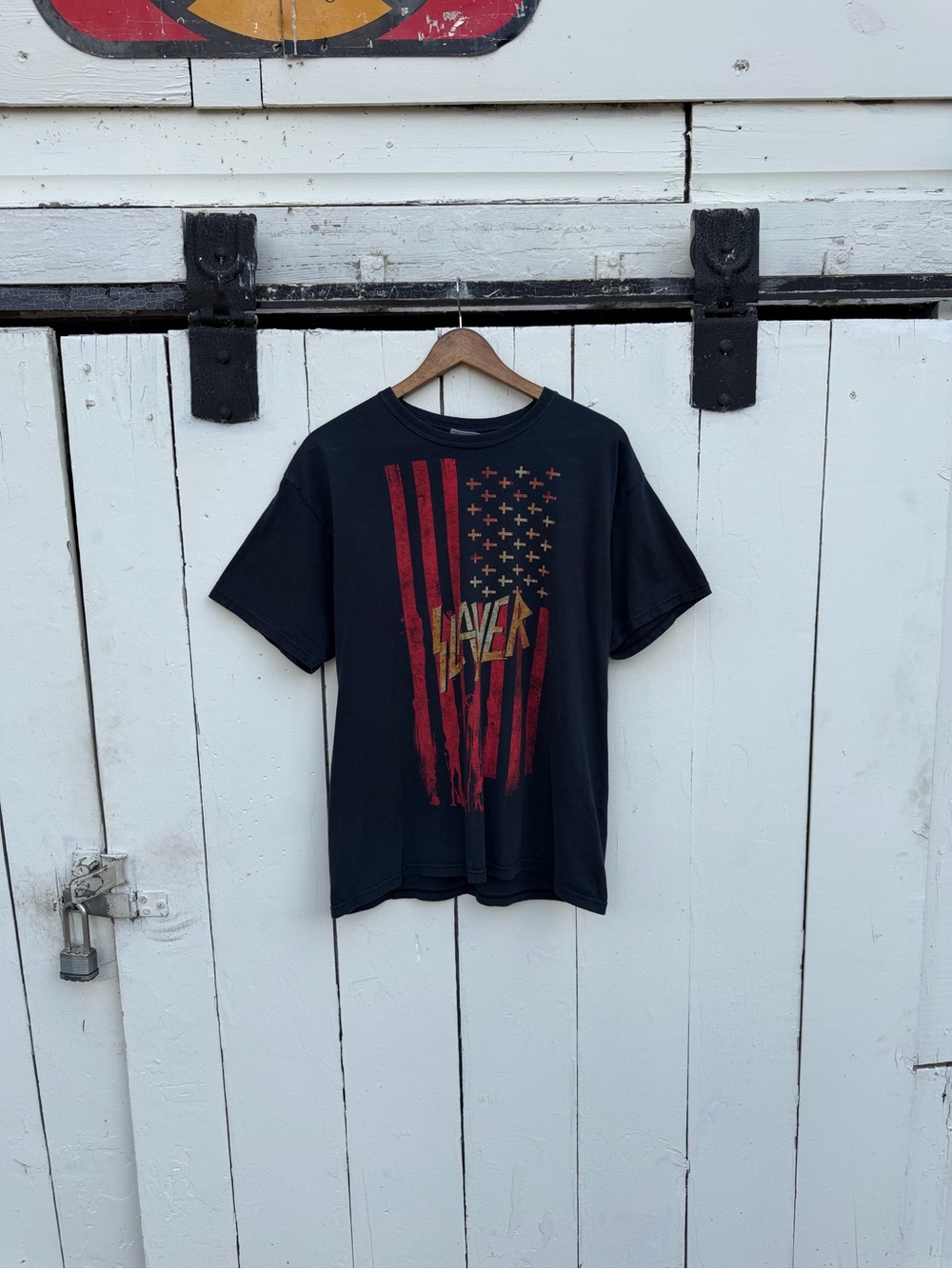 Hanes Black Short-Sleeve Tee with Red and Gold Graphic